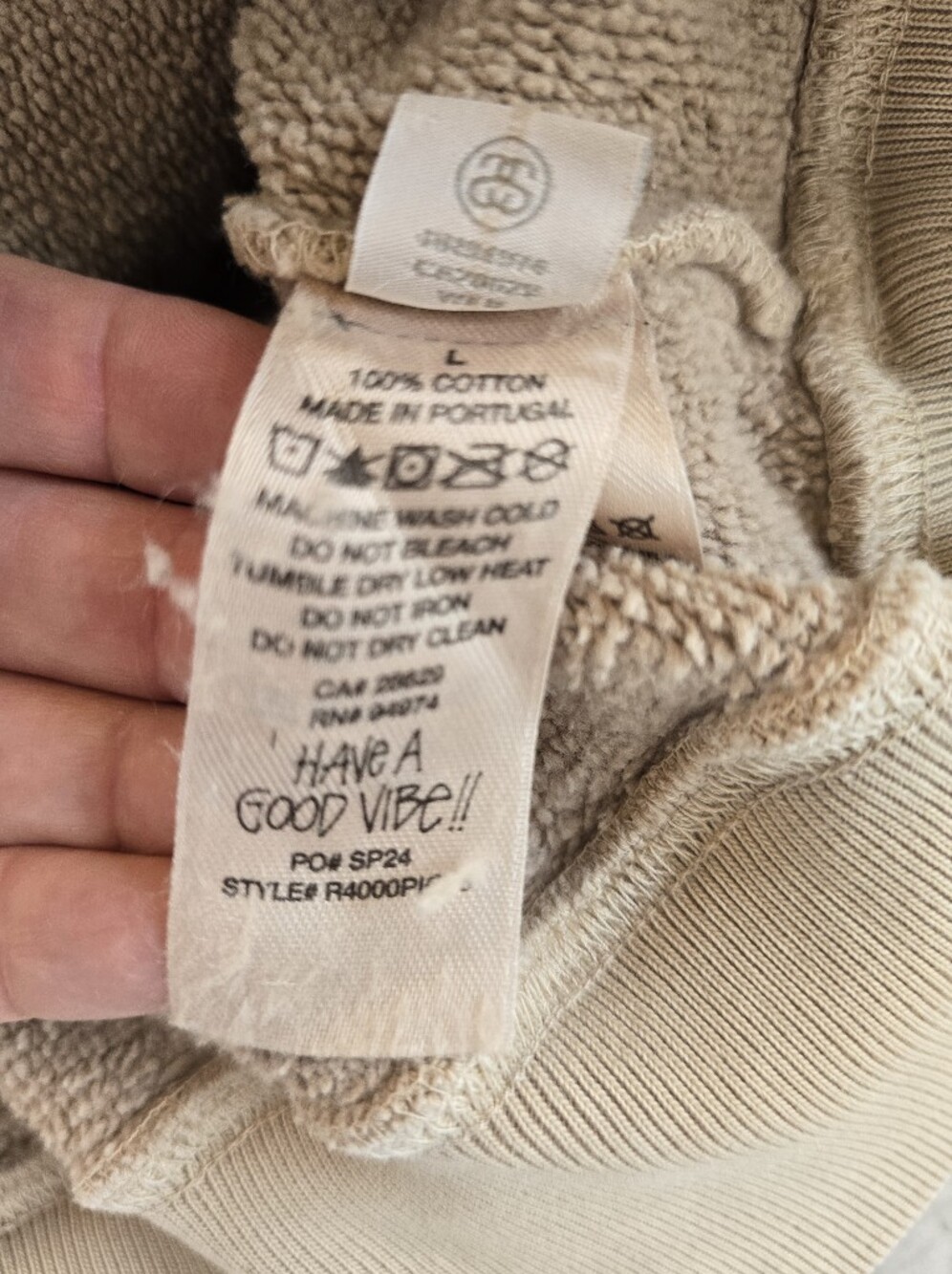Stussy Men's Beige Logo Hoodie - Size Large - Picture 4 of 7